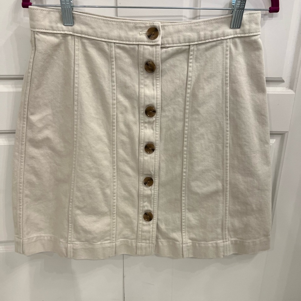 Banana Republic Cream Button-Down Pencil Skirt